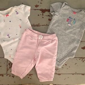 Bdl Of 3 Carters 3 Mo Pants And 2 Bodysuits